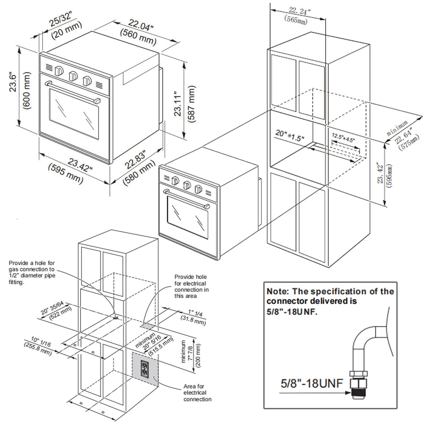 Empava Single Liquid Propane Gas Wall Oven 24 in. 2.3 cu. Ft. Bake Broil Rotisserie Functions with Mechanical Controls and Digital Timer and Convection Fan in Stainless Steel, Silver, 24inches