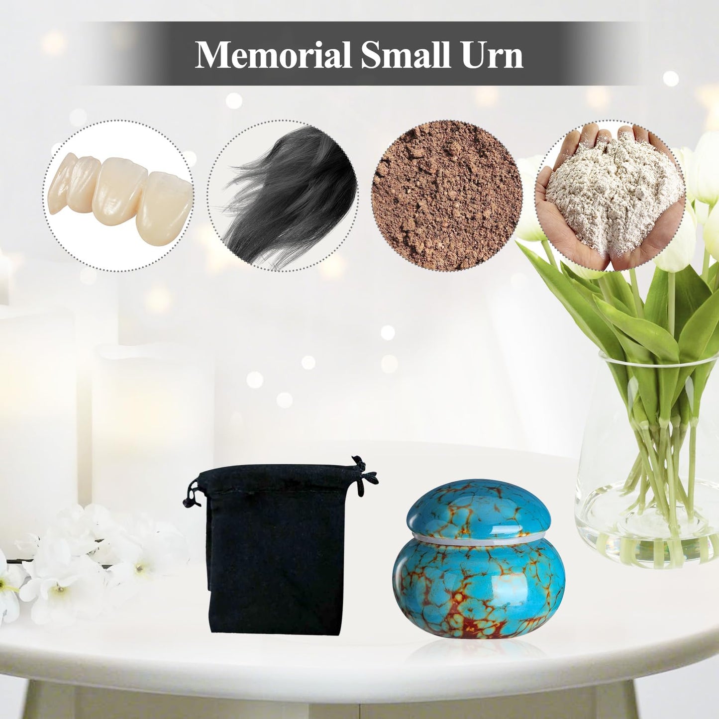 Small Urns for Human Ashes Keepsake,Ceramic Small Cremation Urn for Ashes for Women Adult Male with Gift Box and Velvet Bag 1.6'' Mini Urns for Pet Urn Dog Cat Ashes Keepsake Blue