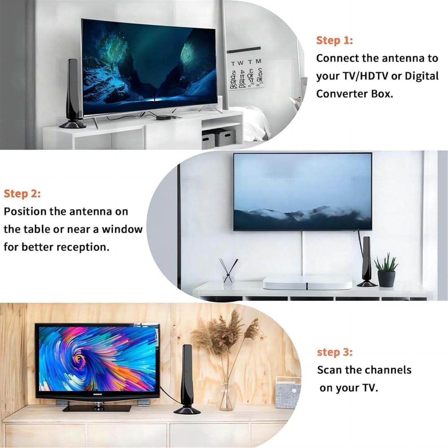 Logchci 4K 8K 1080p (2) Broadwave Antenna, TV Antenna Indoor, Amplified HD Digital TV Antennas, Miles Coverage Range