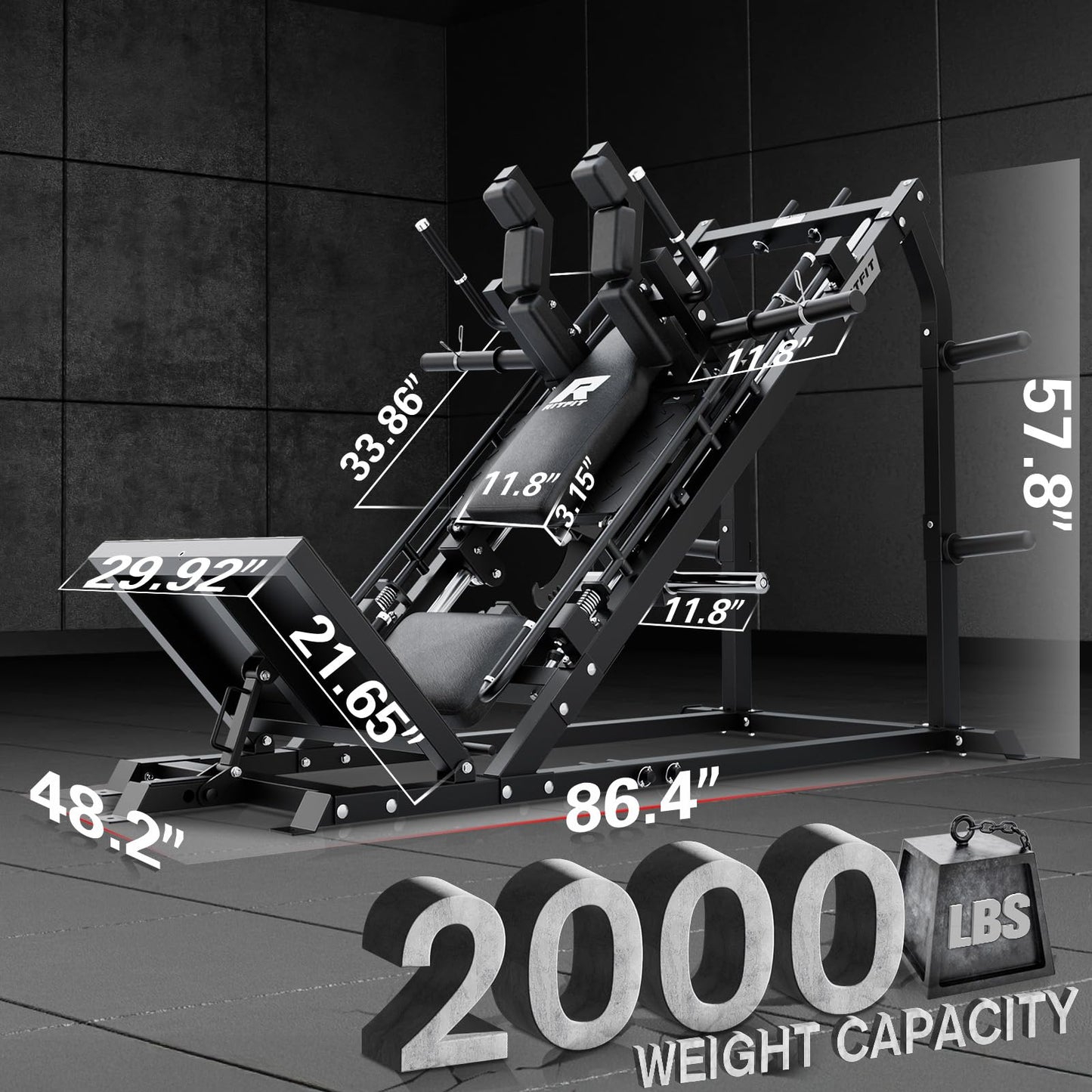 RitFit Gazelle Pro 3 in 1 Leg Press and Hack Squat Machine - High-Tensile Steel Leg Press Machine, 2000lbs Capacity, Adjustable Angles with Weight Storage