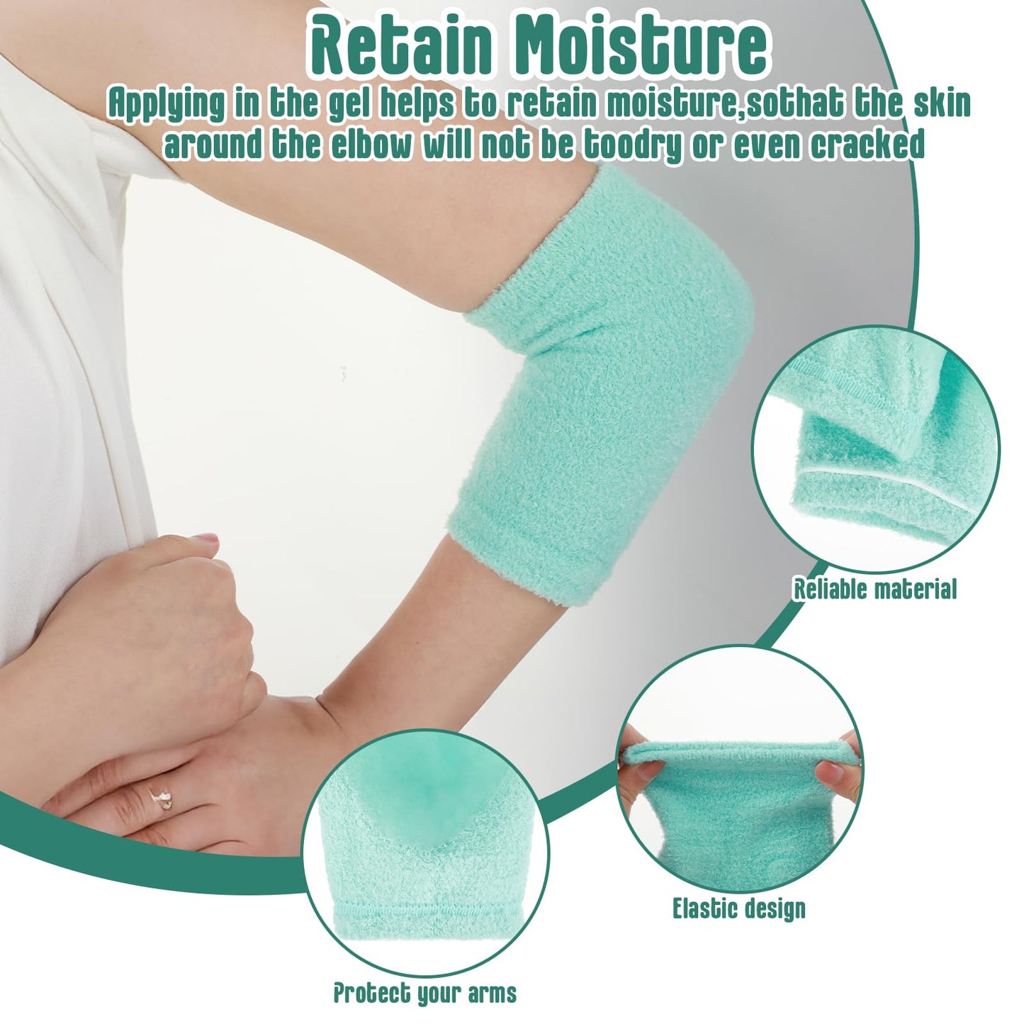 Classicseali 2 Pairs Dry Elbow Treatment, Elbow Protector Beauty Gel Moisturizing, Elbows Protectors for Elderly, for Moist Chapped Dry Skin Care, Cover Heel Socks, Elbows Sleeves,Black & Light Blue