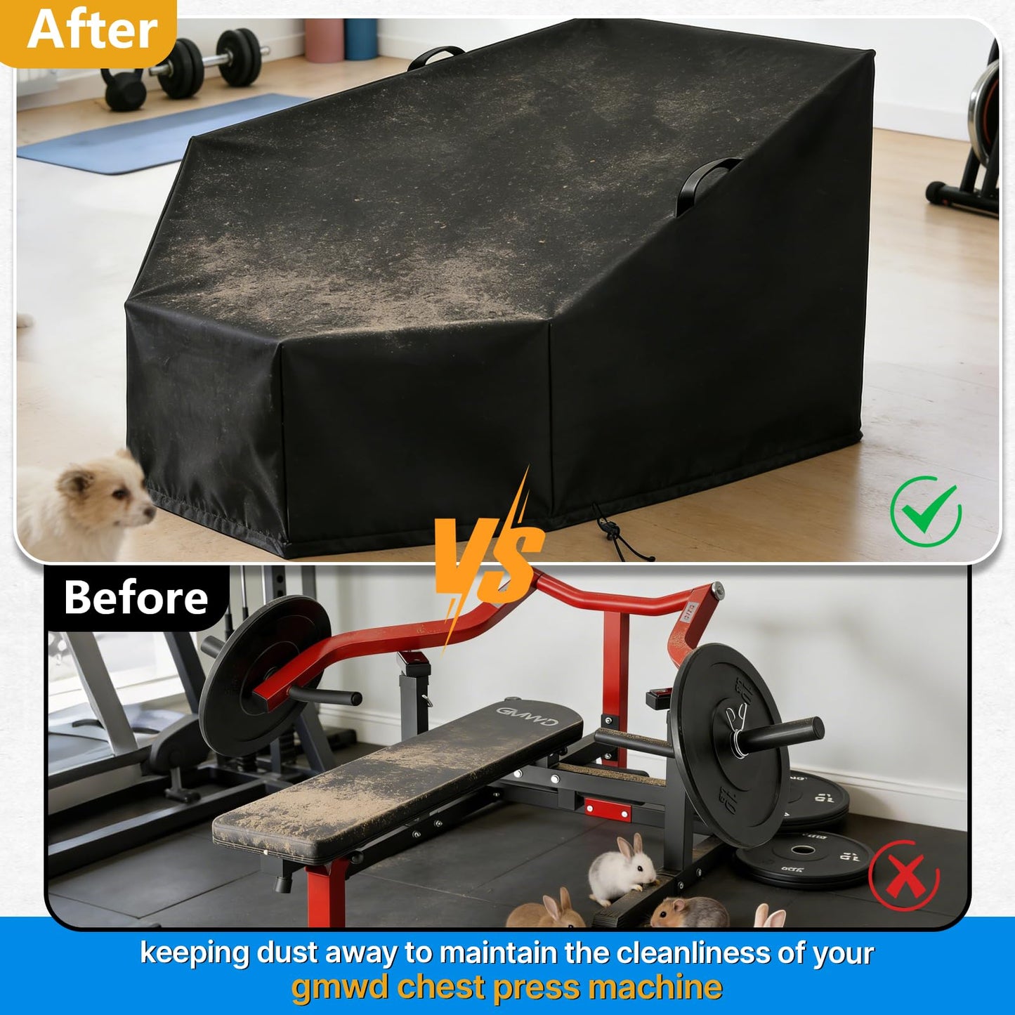 Letsteel Leg Extension and Curl Machine Cover compatible with GMWD(Cover Only), 420D Chest Press Machine Cover, 65.4"L x 56.3"W x 26.8"H, for Home Gym Garage Leg Extension Machine/Fitness Equipment