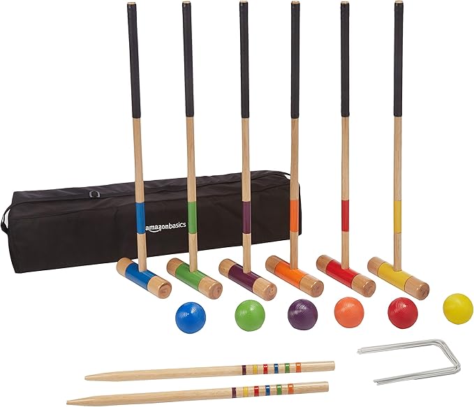Amazon Basics Croquet Set, Six Player, Black