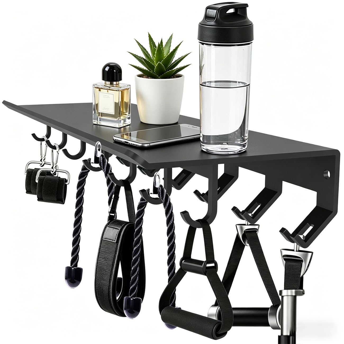 Dafftos Floating Shelf Compatible with Tonal Accessories Home Gym Storage Rack Wall Mount Resistance Band Organizer Workout Metal Holder Hook T-Bracket Lock Adapters Hanger Equipment Fitness
