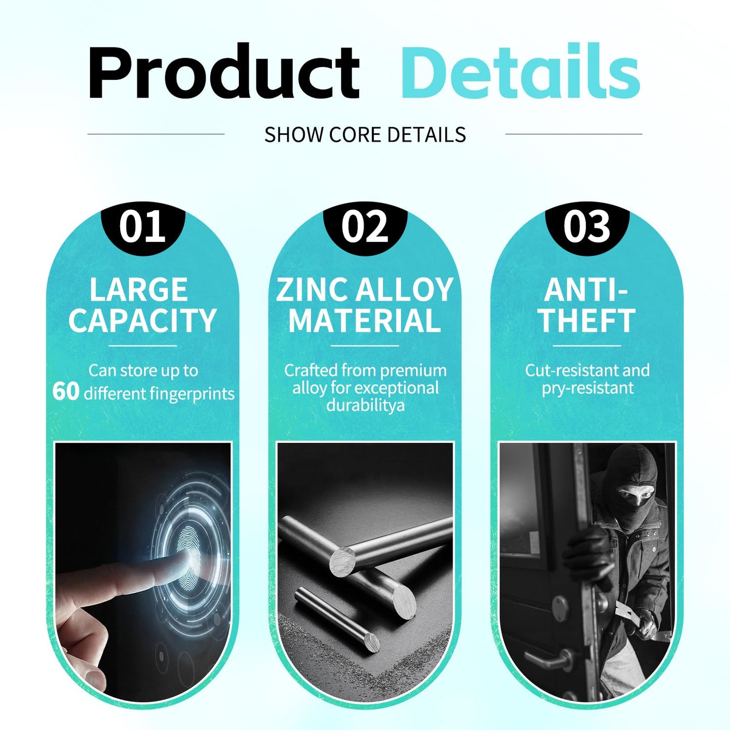 OKLOK Fingerprint Padlock with Remote Authorization Smart Pad Lock for Outdoor Courtyard Warehouse Doors Anti-Theft Gym Locker Lock (Small)