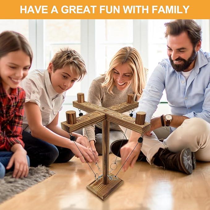 Hook and Ring Game, Large Ring Toss Game for Adults, Ring Game on a String, Tabletop Games, Hook Game Ring Toss for Bar, Family, Party