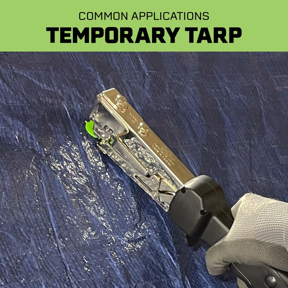 CH38-2 Cap Staple Hammer Tacker Plus Two StaplePacs, 1" Caps, 3/8" Staples for Roofing Underlayment, Housewrap, and Insulation (STINGER 0136400)