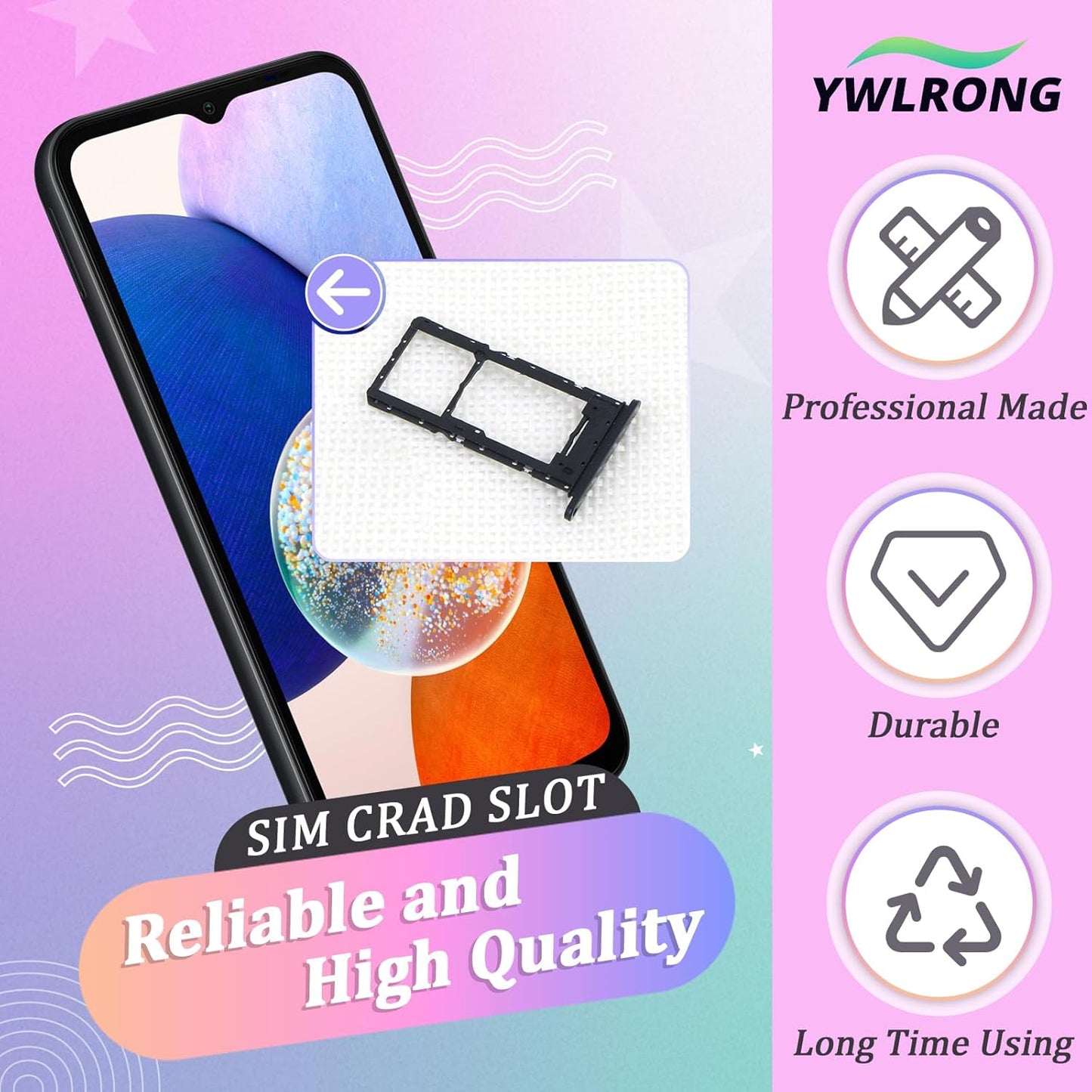 2PCS A14 5G A14 5G SM-A146U A146U1 S146VL SIM Card Tray for Samsung Galaxy SIM Card Slot Holder Replacement for Samsung