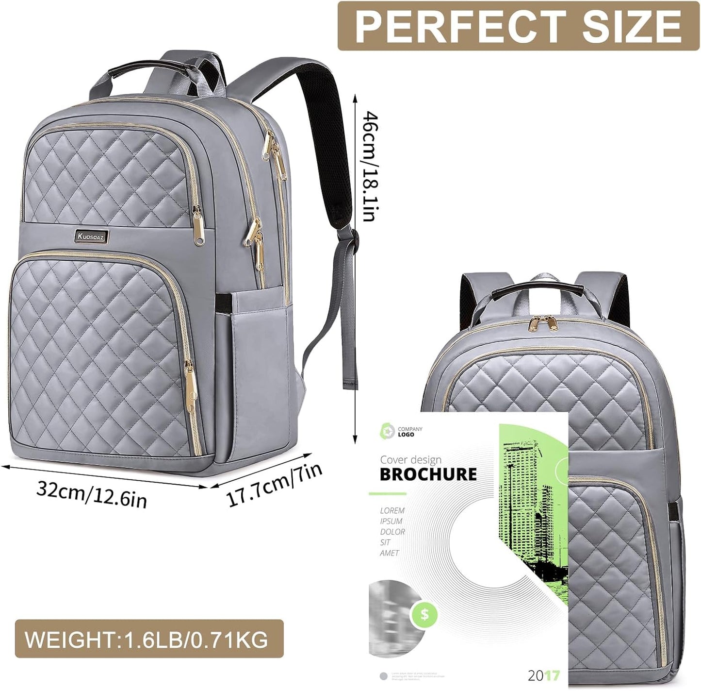 Backpack Backpack, 17.3 Inch Pack Daypacks, for Women, Large School Girls Bookbag with USB Charging Port, Work Travel