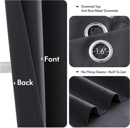 MIULEE Dark Grey Blackout Curtains - Thermal Insulated Room Darkening Drapes | 40 x 45 Inches, 2 Panels