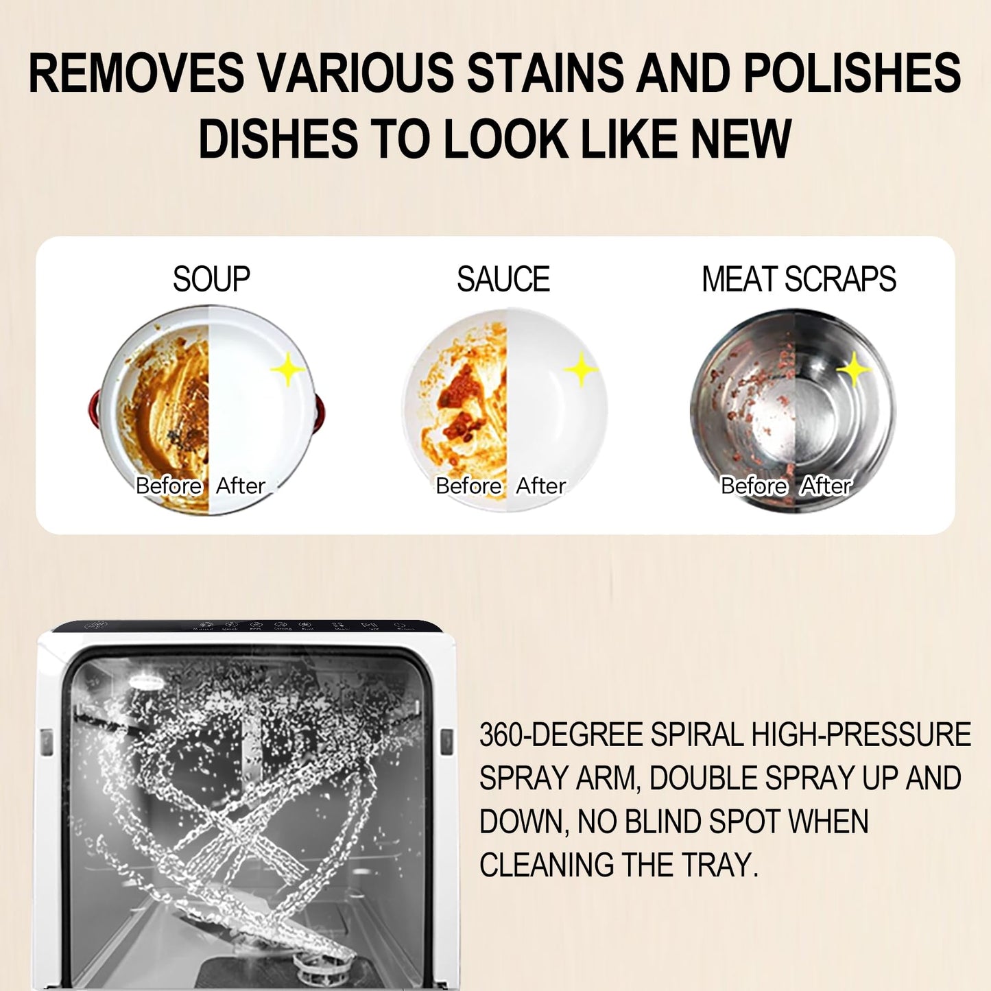 Countertop Dishwasher With Built-in Water Tank, Tabletop Dishwasher Mini Portable For Apartments and RVs, Compact Counter Dishwasher That Can Wash Baby Bottles. With Drying Function.