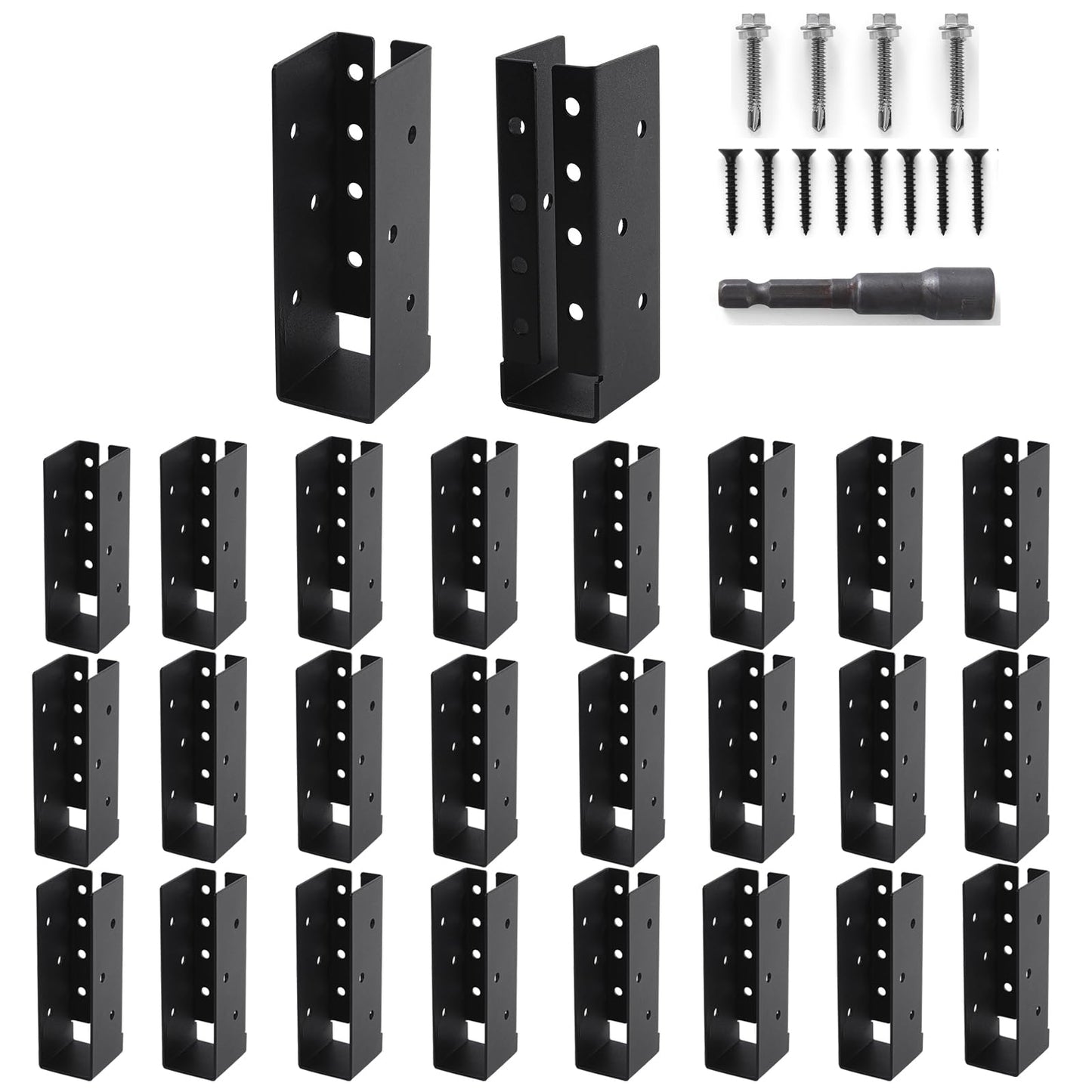 AXWHYS Concealed Joist Hangers, 24 Pcs of 2"x6" Outdoor Trim Concealed Flanges, Q235B Steel Powder Coated Concealed Mount Joist Hangers for 2"x6" Beam Swing…