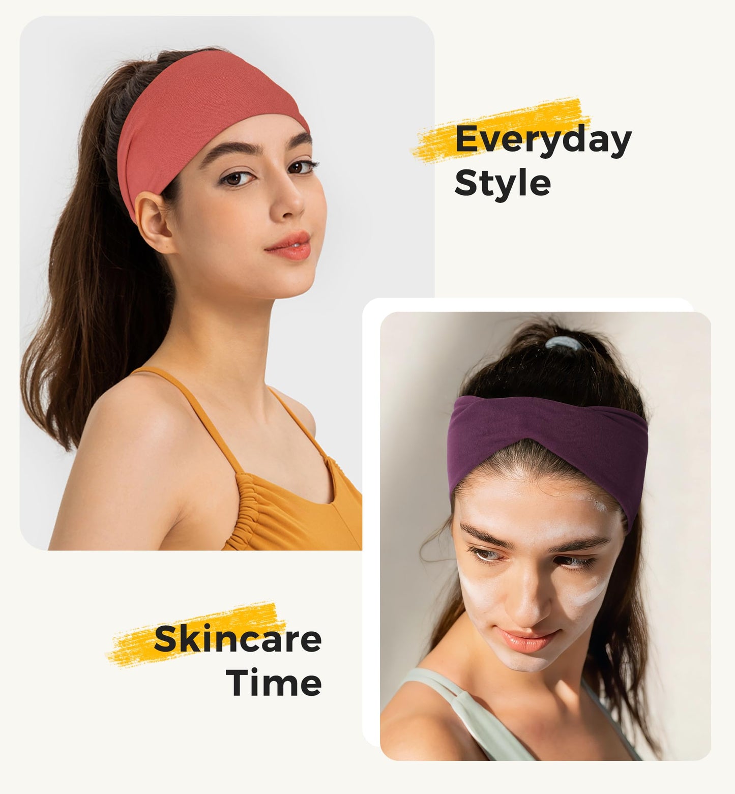 HiRui Headbands for Men & Women (5 Pack), Moisture Wicking No‑Slip Sports Headbands for Running, Workout, Yoga, Cycling, Gym, Soft Stretchy Sweatbands & Hair Bands for Everyday Wear