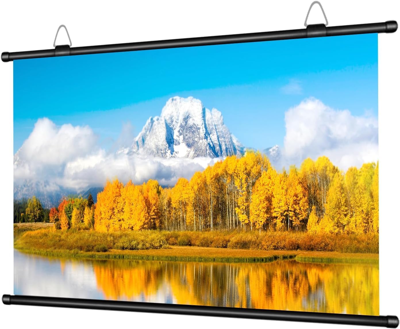 XIAOHUI 110 inch 3 4K 16:9 Projector Screen, Portable Movie Projector Screen for Outdoor Indoor with pcs Adhesive Hook