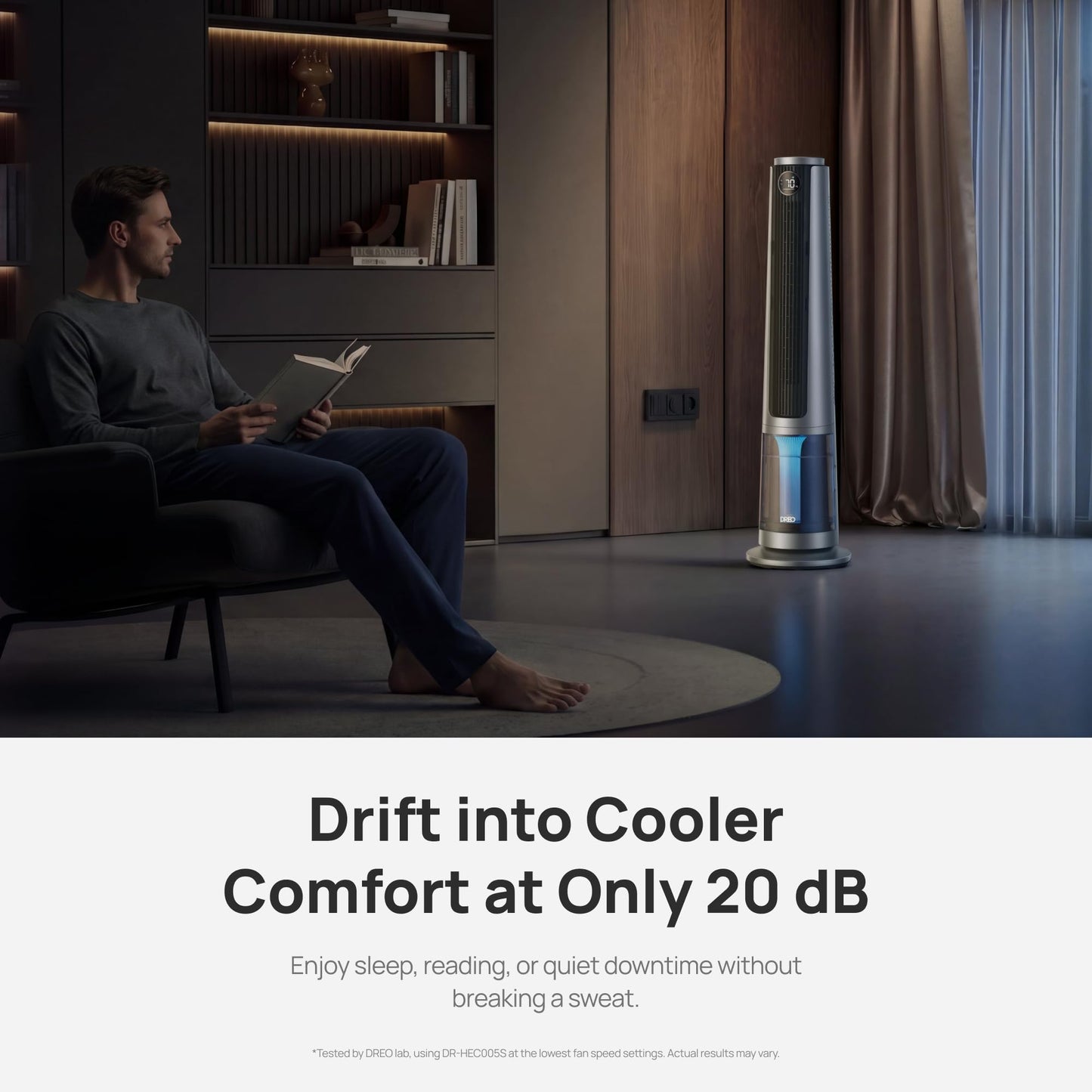 DREO TurboCool Misting Fan 765S, Fans that Blow Cold Air, 10°F Cooling, 34ft/s Fast Evaporative Air Cooler, 6L Tank, 20 dB Quiet DC Motor, 90° Tower Fan with 12 Speeds, 4 Modes for Home, Silver