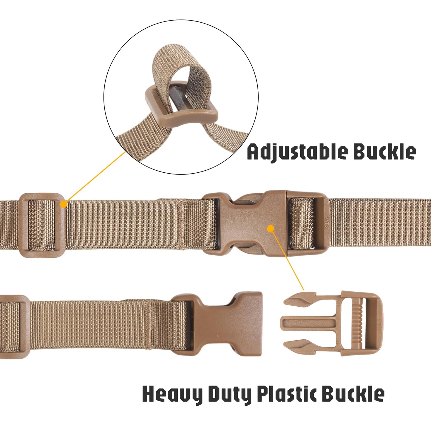 XTACER Backpack Accessory Strap Luggage Straps Cover Strap Sleeping Bag Strap with Buckle (TAN - Release Buckle Straps (4-Pack))