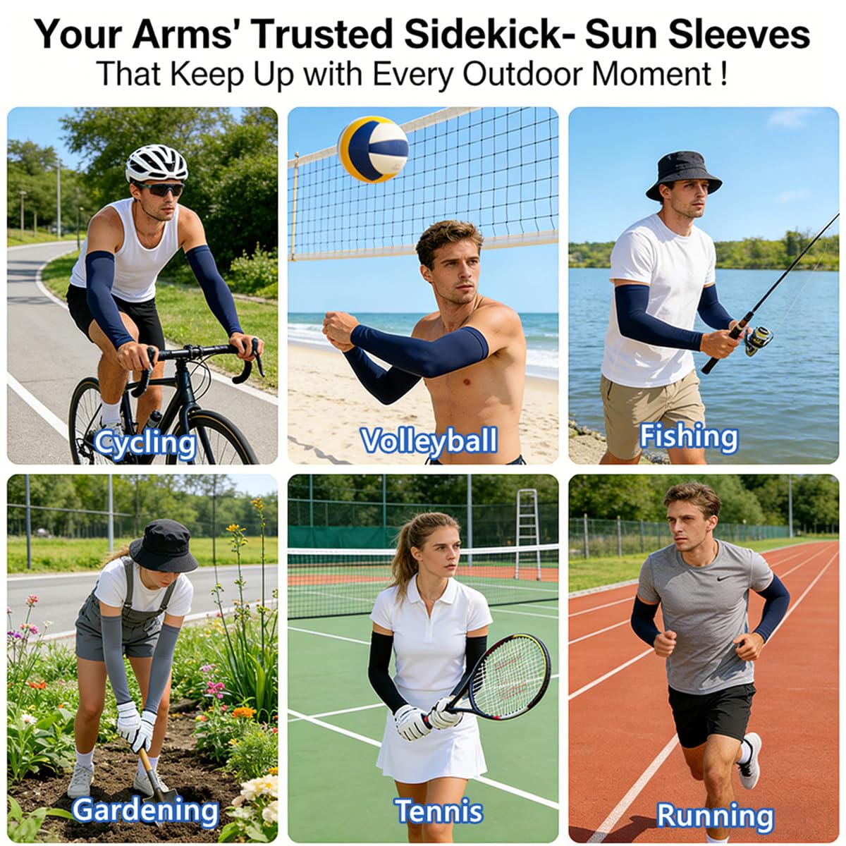 JUSDIQIR UV Sun Protection Cooling Arm Sleeves Compression,Outdoor Sports Compression Arm Sleeve for Men Women Teenager (Black 1 Pair)