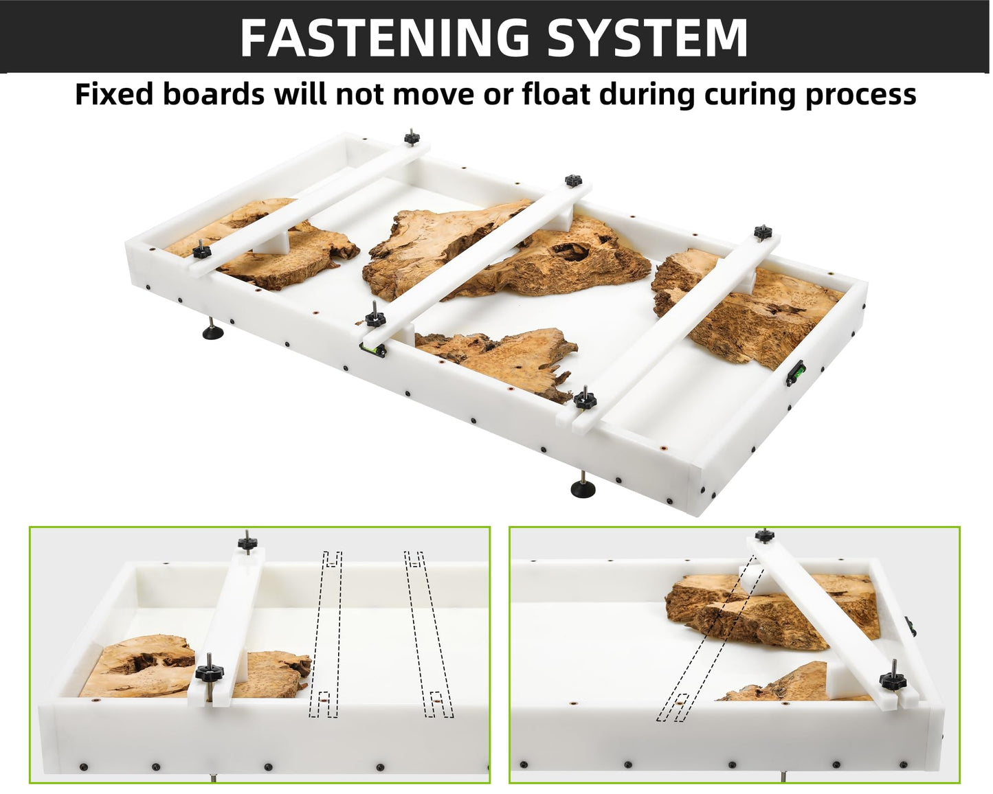 GROWLING Extra Large Epoxy Resin Mold 36x18x3 Inches, Adjustable Fastening and Leveling, Heavy Duty Reusable Resin Mold for River Tables, Coffee Tables, Trays, Cutting Boards, DIY Resin Art Etc.