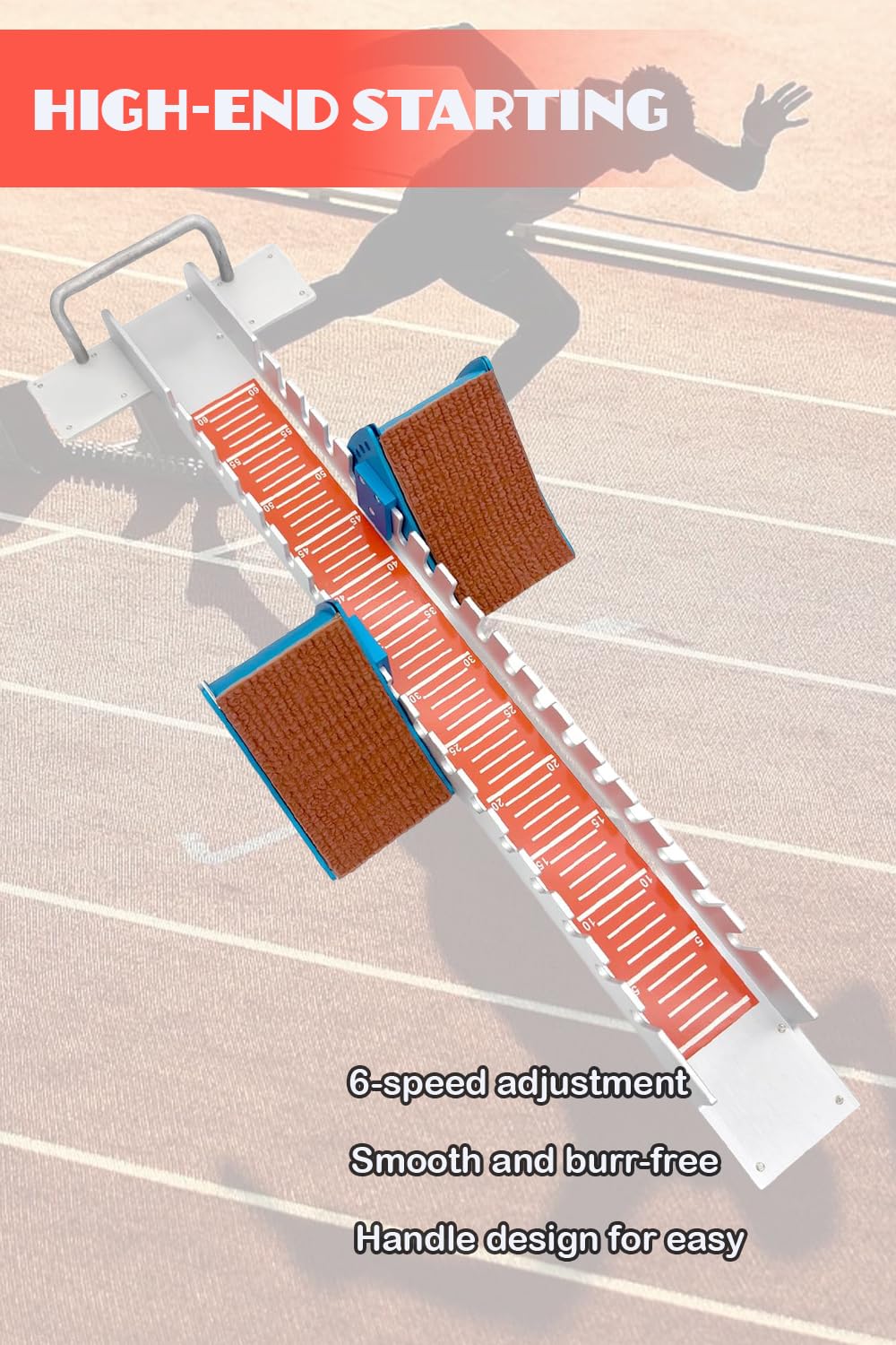 Ribowri Starting Blocks for Track and Field, Aircraft-Grade Aluminum, Heavy Duty, 32 Inch, 6 Adjustable Angles, Sprint Pedal (red, 32in)