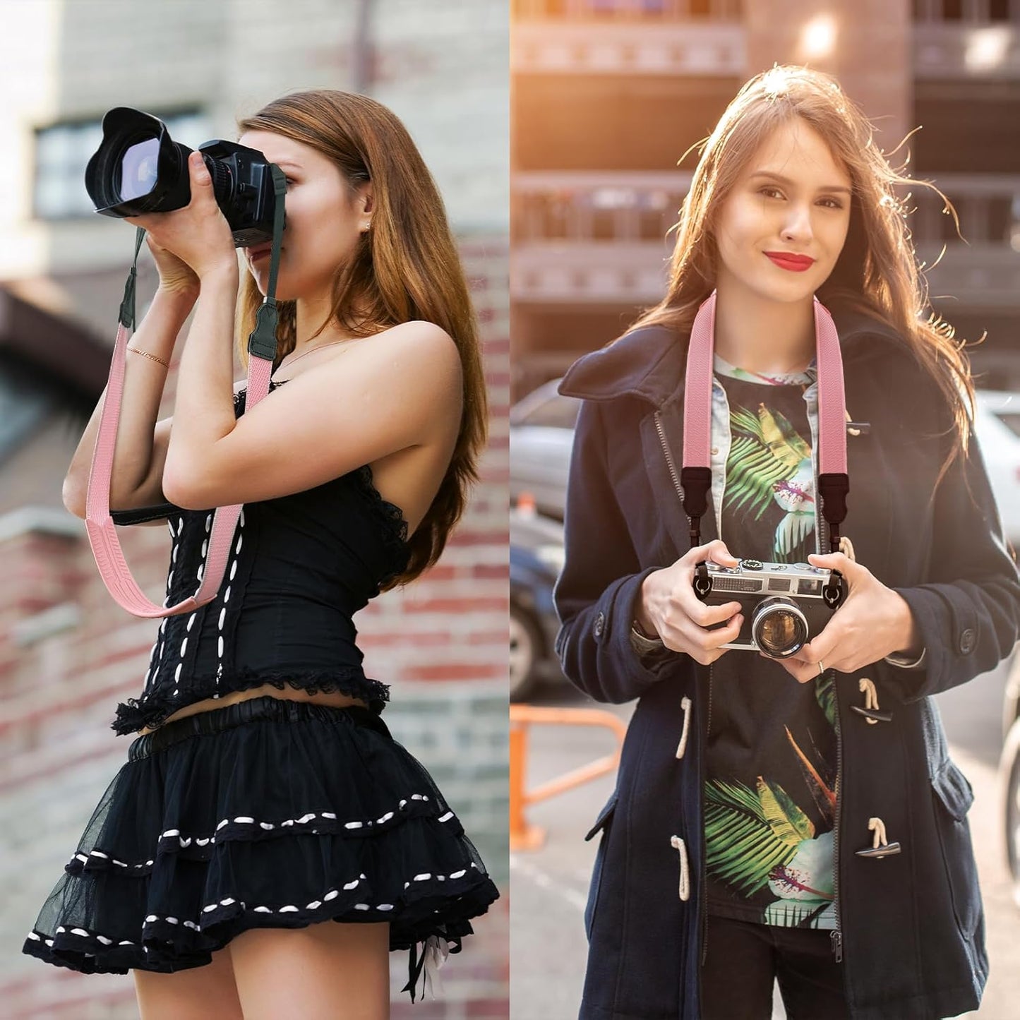 1.5" FIEIL Neck Strap Silicone Camera Straps - Padded Camera Strap, Wide Adjustable Nylon Shoulder Strap - Compatible