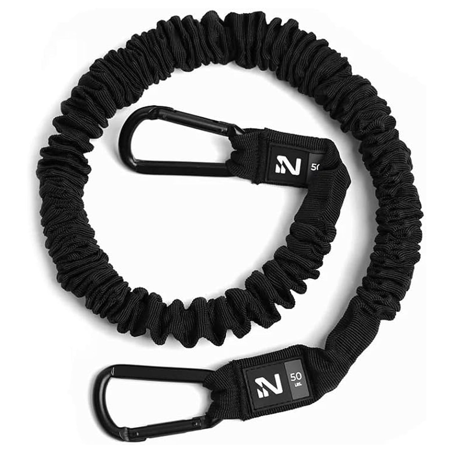 Iron Neck Resistance Band - Durable Exercise Band with Steel Carabiners for Neck Trainer, Exerciser, & Strengthener - Training, Strength Workouts, Stretching, & Rehab - for Home & Gym Use - 50 lbs.