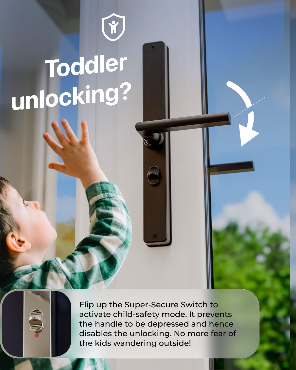 Electronic Smart Door Lock Fingerprint Door Lock with Keypad，Smart Lock for Front Door Children Proof IC Card, App Control & Mechanical Key