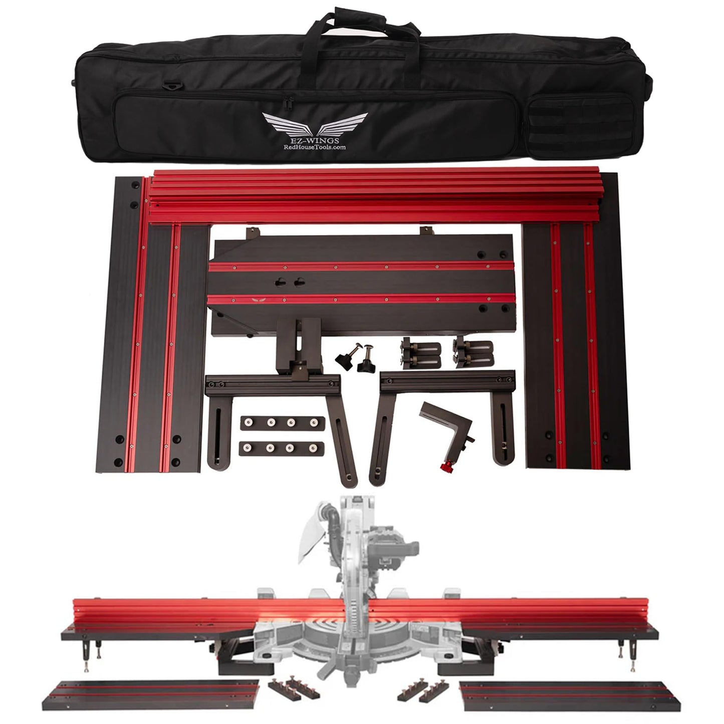 EZ-Wings PRO 8ft Portable Miter Saw Station | Material Support System
