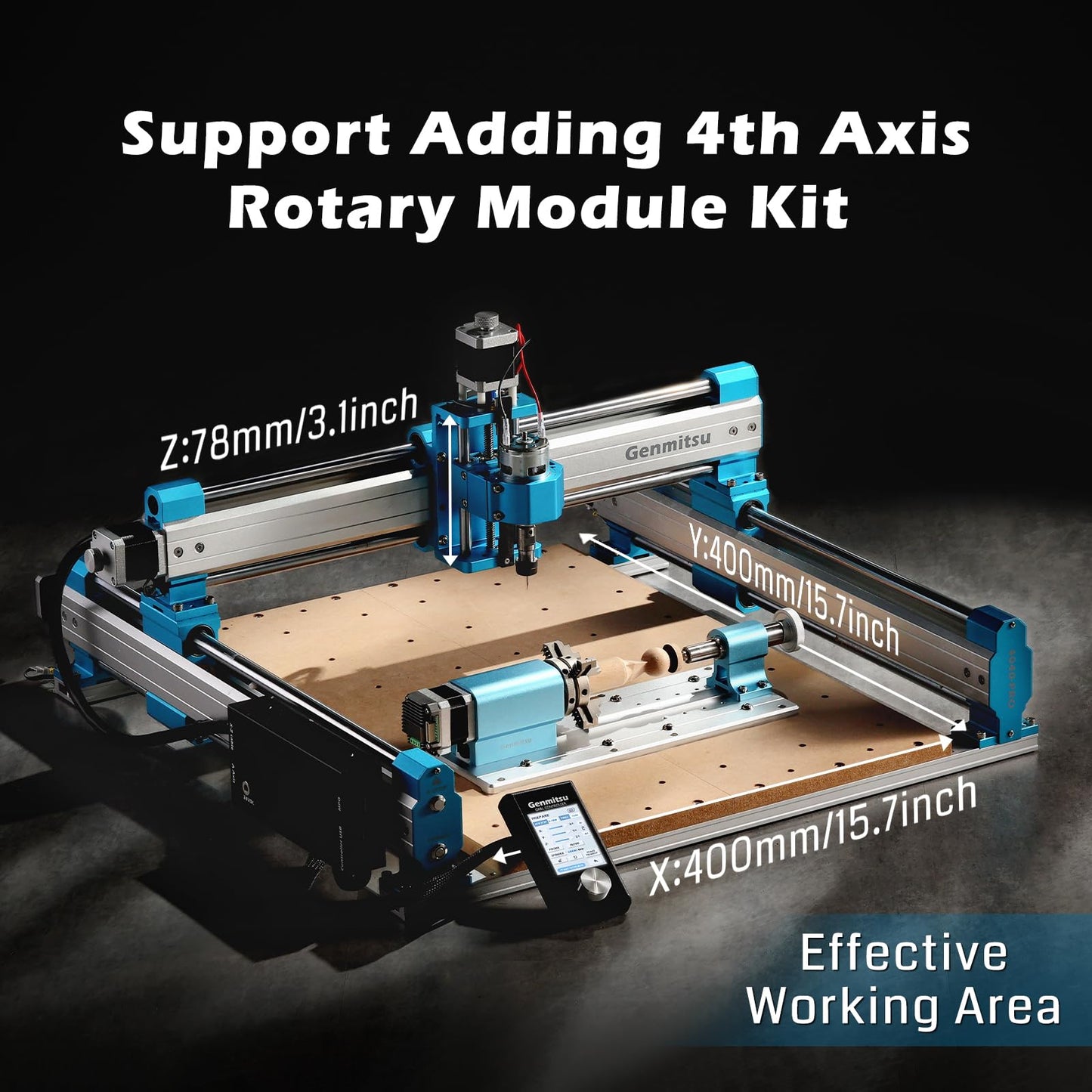 Genmitsu CNC Router Machine 4040-PRO for Woodworking + Air-Cooled 300W Brush DC Spindle Motor