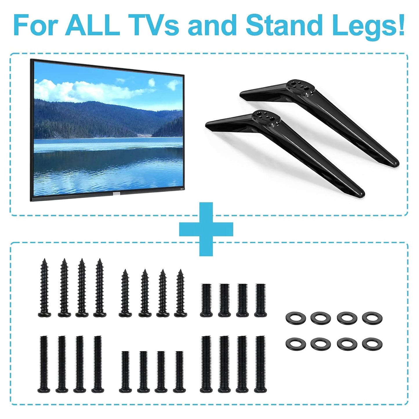 Maozhren Universal TV Stand Screws and Washers Kit for Insignia Sony Toshiba RCA Roku TV Mount Legs, Includes Washers