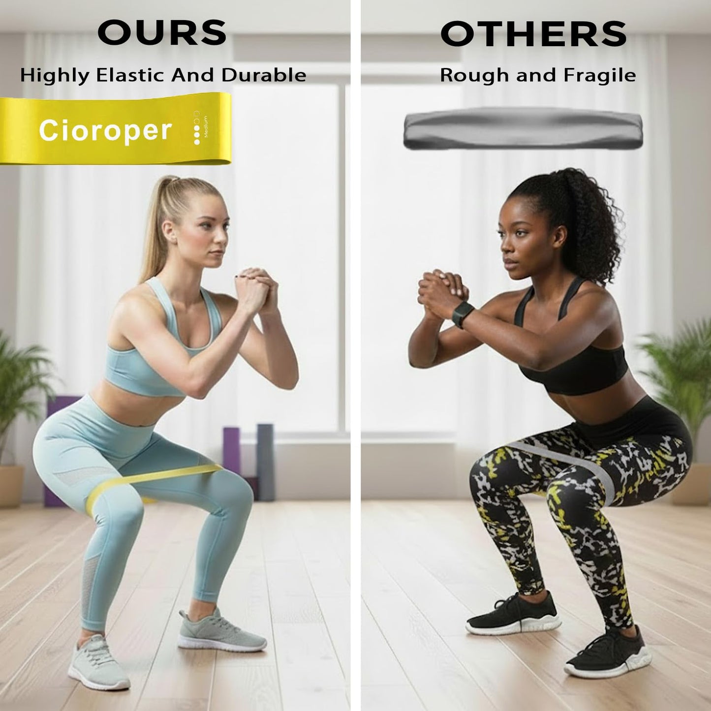Cioroper Resistance Bands for Working Out Exercise Loop Bands Workout Bands Set for Men Women Body Stretching, Pilates Yoga Physical Therapy, Leg Glute Arm Exercise Kit, Set of 5