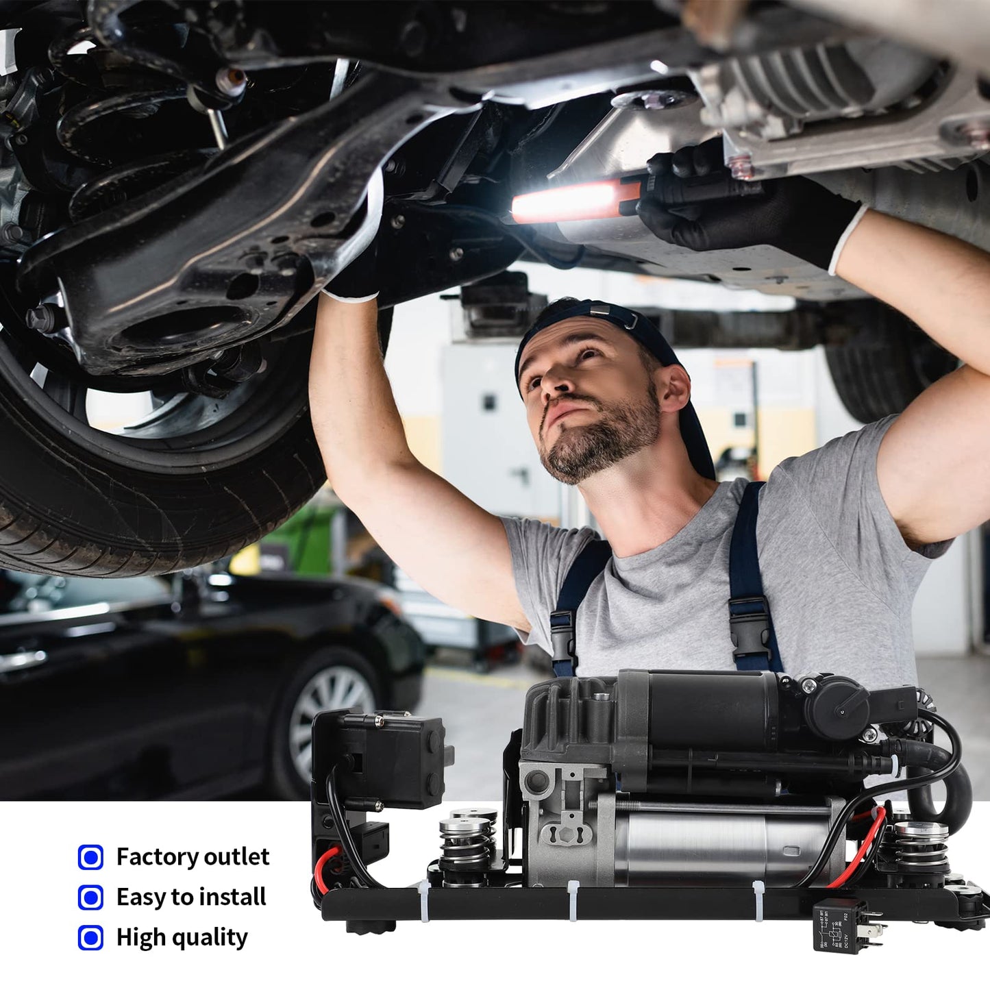 RXLUCKIES Compatible with Air Suspension Compressor BMW 37206789450 F01 F02 F04 F11 535i 550i 740i 740Ld 750i 760Li Alpina B7（Compressor+Bracket+Valve Block）