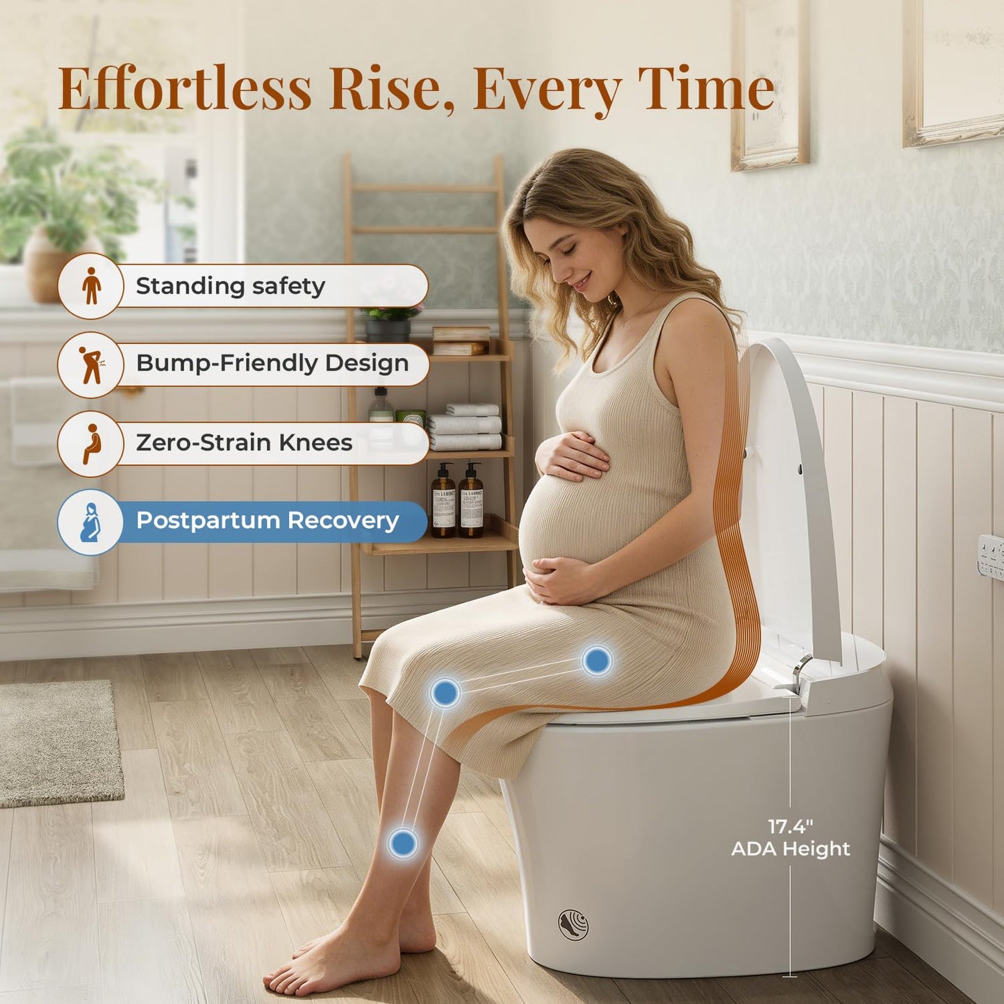 Uncle Brown ST12U Smart Toilet, Bidet Toilet with ADA Height, UVC-Clean Water & PlasmaClean Technology for Enhanced Comfort & Hygiene, Auto open/close lid, Remote Control, Easy-clean