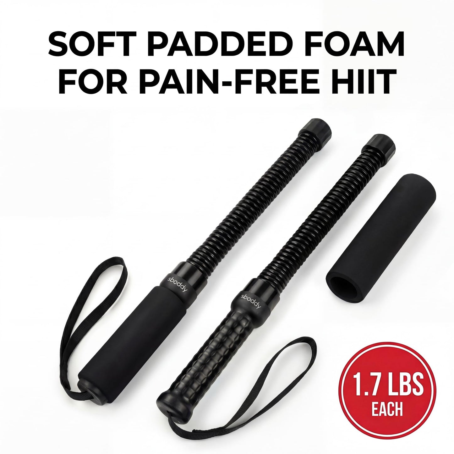 Weighted Ropeless Battle Ropes - Heavy Duty Portable Cordless Workout Equipment for Home Gym with Foam Grips, Exercise Videos | HIIT, Strength, Low-Impact Cardio Training for Men & Women