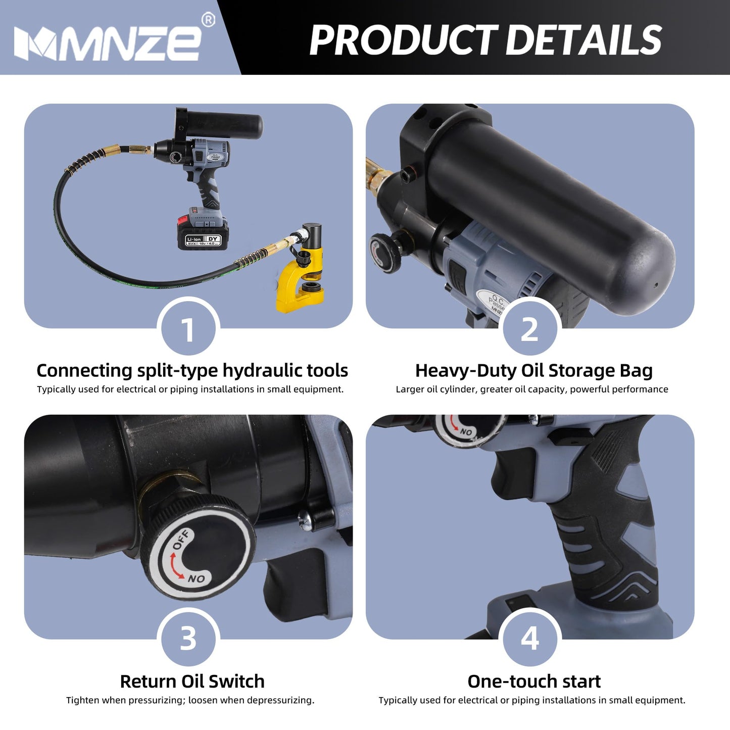 MMNZE Electric Hydraulic Pump 10000 psi, 200cc High Pressure Portable Manual Hydraulic Pump for Lifting Cylinder Puncher Crimper, Fitting ZG3/8