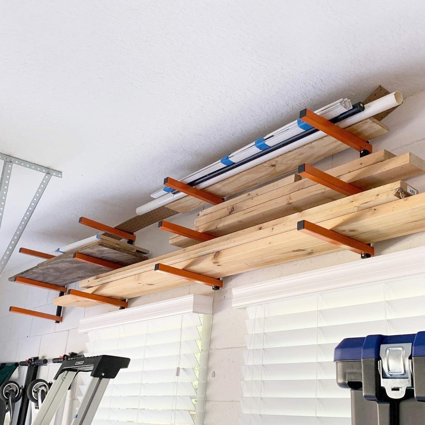 Ultrawall Wall Mount Wood Organizer - 3-Level Metal Rack for Indoor & Outdoor Storage | 4 Pack