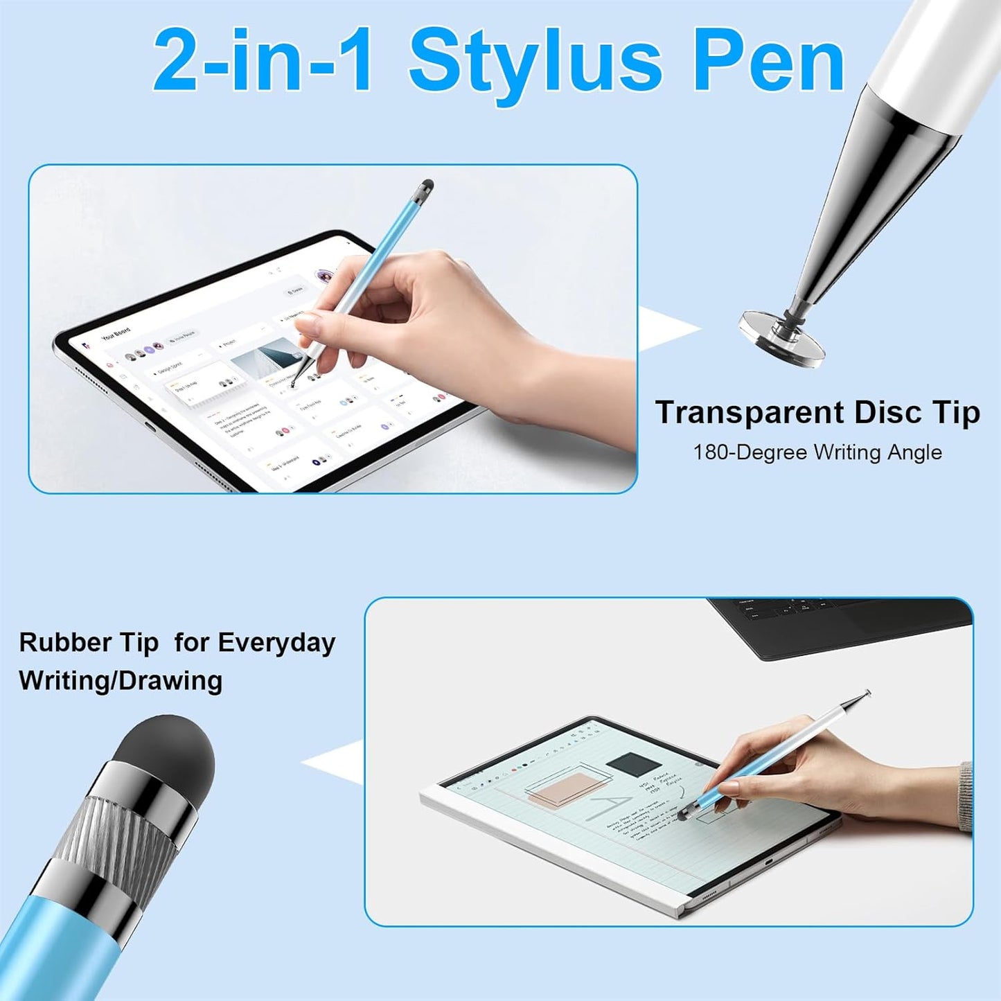 Bopomofo 10 Tips+5 Rubber Transparent Disc Trips,High Precision and High Sensitivity Stylus Replacement Tibs,Black