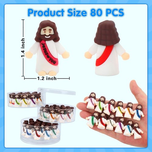 BSTCRAFT Mini Jesus Figures - 80 Pcs Tiny Religious Figurines for Easter Egg Stuffers & Sunday School