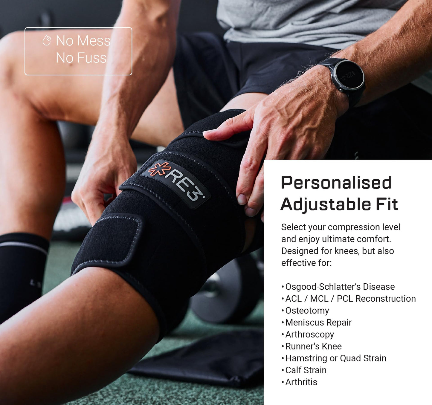 RE3 Ice Compression Pack for Knee, Arm & Leg - Powerful & Effective Cold Compression Cryotherapy Wrap for Chronic Pain, Knee Replacement, Swelling - 2 x Ice Core Blankets, Standard One Size Fits Most