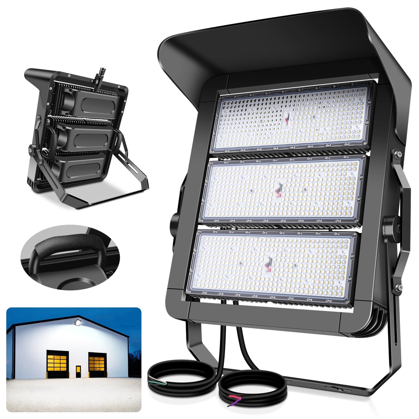 BIRITALO 112500LM Led Stadium Light Dimmable 0-750w Super Bright Led Arena Flood Lights Outdoor 100-277v 5000k Yoke U Mount IP66 Waterproof Outside Wall Light Commercial for Square, Golf Court, Port