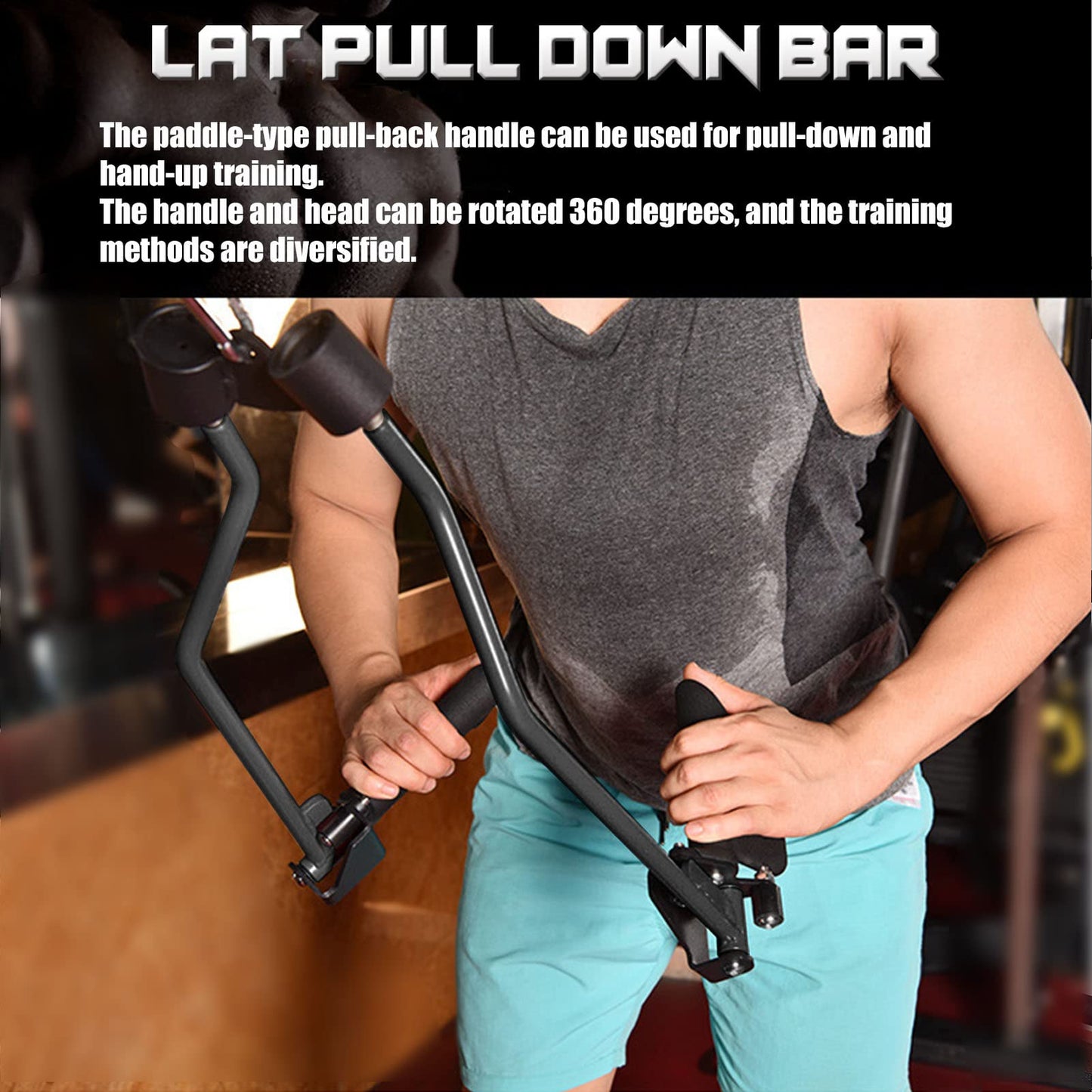 KORIKAHM LAT Pulldown Attachments for Cable Pulley System Machine, T-bar Row Landmine Attachment, Home Gym Fitness Spreader Bar, Multi-Grip Wide LAT Pull Down Bar, Neutral Grip Handle (BSP45678)