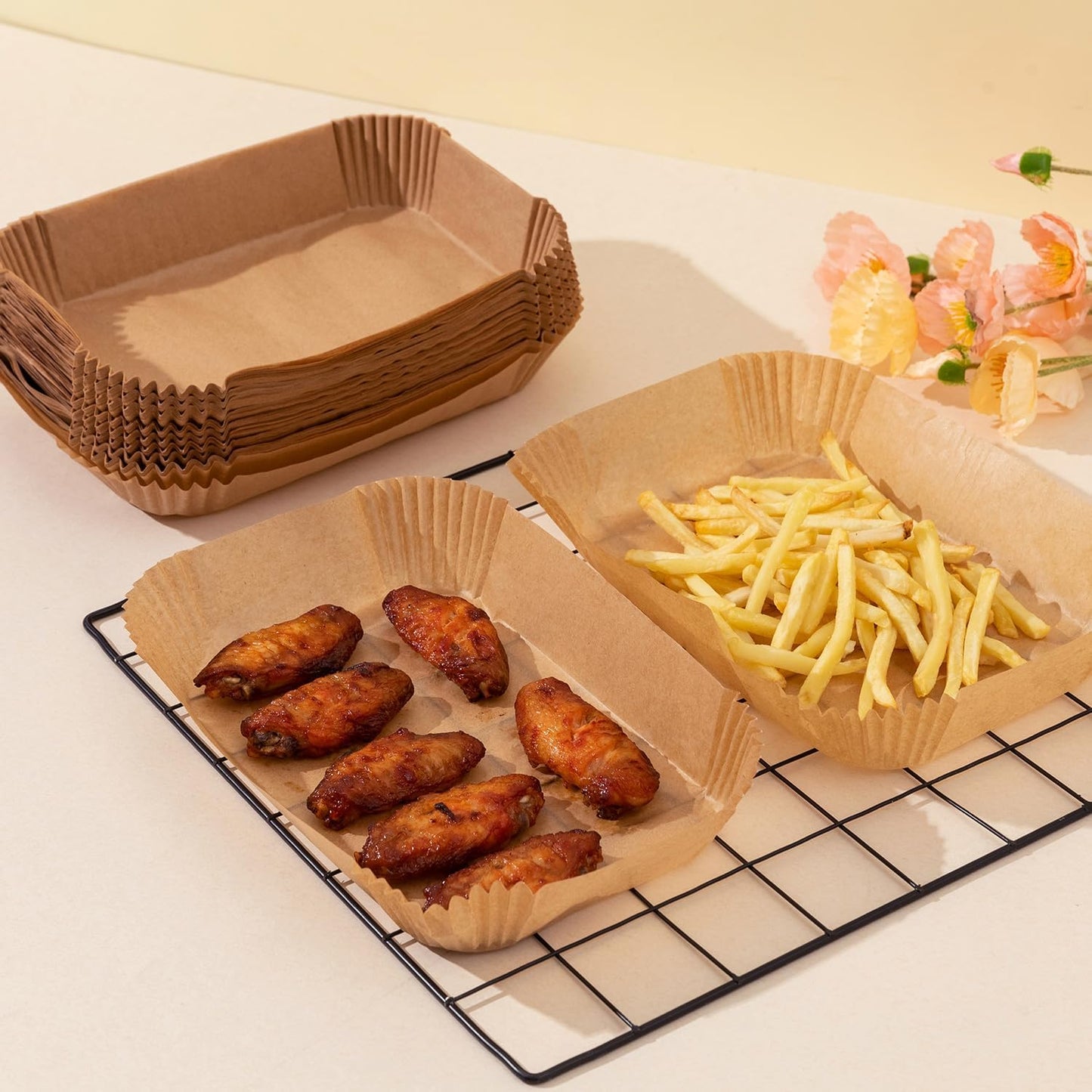 Ninja Foodi XL Air Fryer Liners - 100PCS Rectangular Disposable Paper for Easy Cleanup