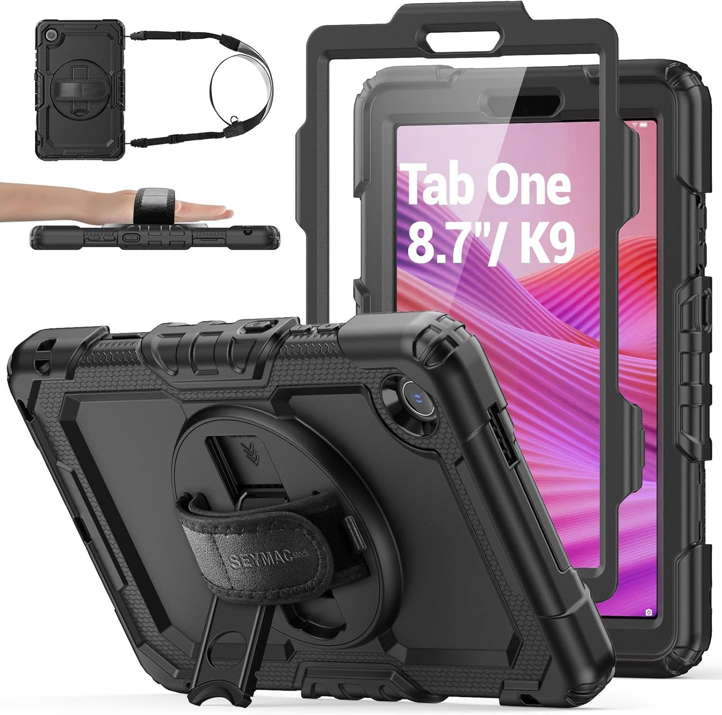 SEYMAC stock K9 (TB305FU) 8.7 inch 360 2025, Tablet Case for Lenovo Tab One / Drop-Proof Protection Cover with Rotate