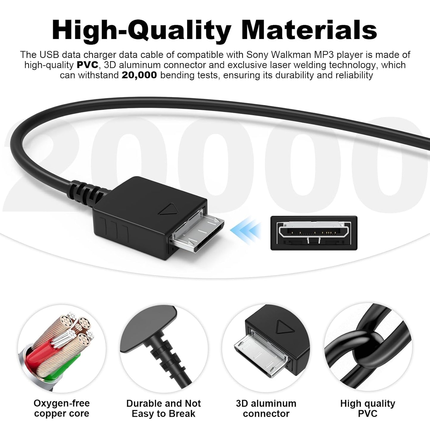 MP3 MP4 NWZ-A726 A728 A729 A815 A816 S616 S618 S716 S718 (4 Replacement Player Charger Charging Cord Compatible