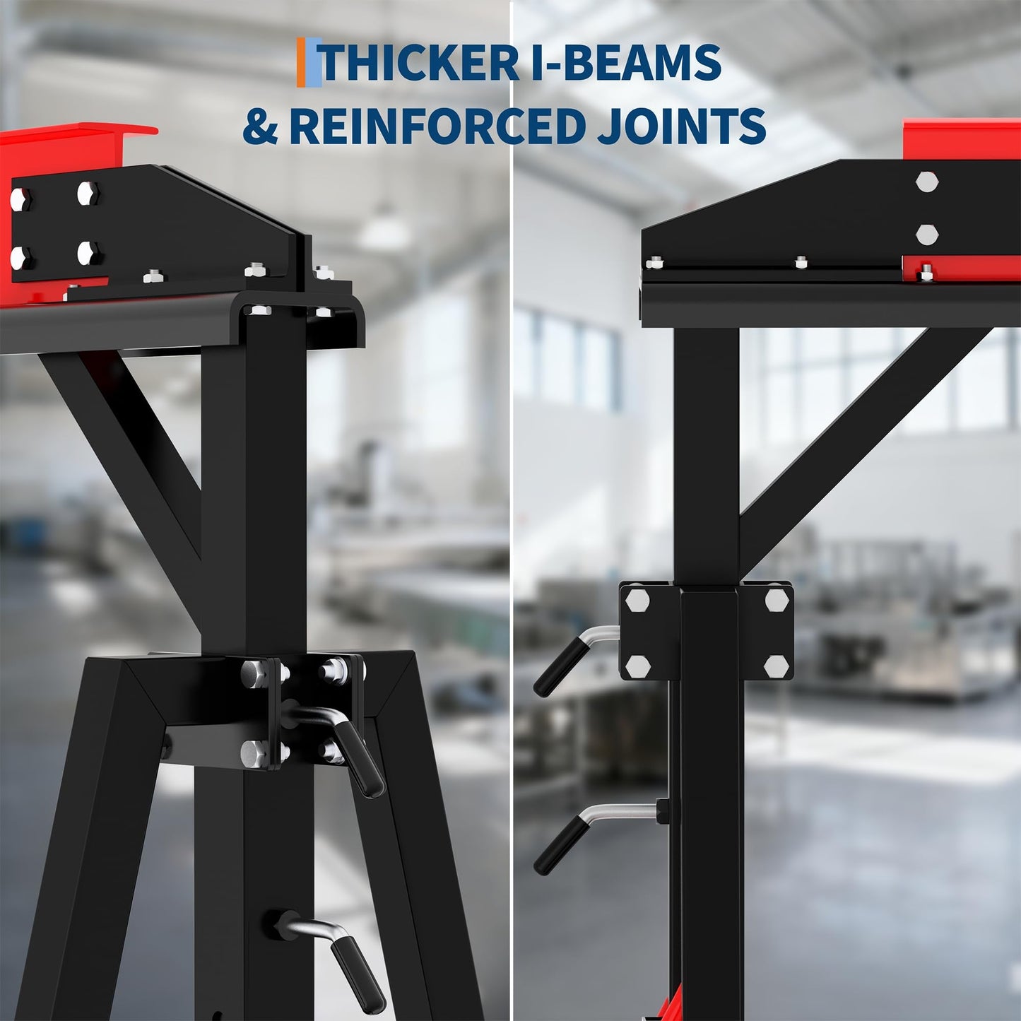 Adjustable Gantry Crane 2 Ton (4400 LBS) with Manual Trolley, Hook and Sling Strap, 12 Locking Positions (97" to 141") with Triangle Base, Portable I-Beam Hoist for Factory, Warehouse, Auto Repair