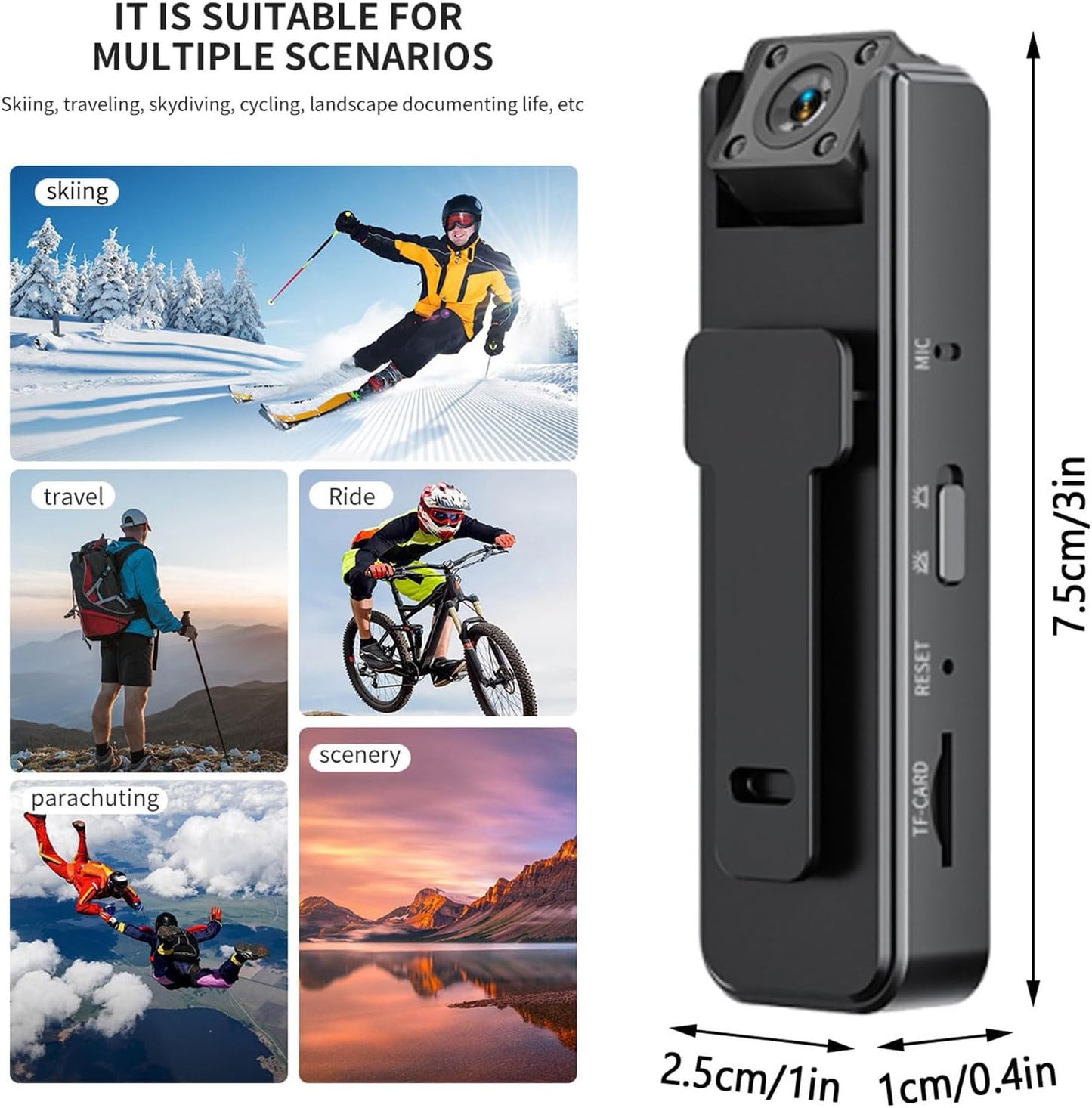 Generic 1080P (1) HD Portable Body Worn Camera Camcorder, Lightweight Wearable Body Camera with Night Vision Loop