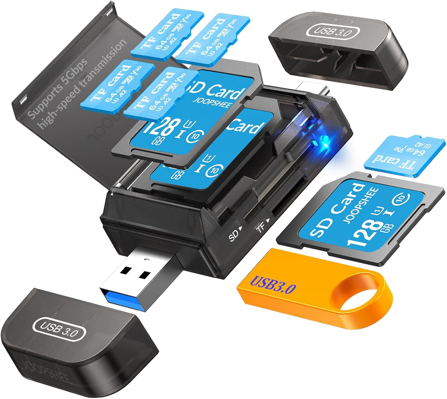 JOOPSHEE 3.0 SD Card Reader USB C,High-Speed Dual Slots USB Type C to Micro SD Card Adapter for MicroSD SDHC SDXC