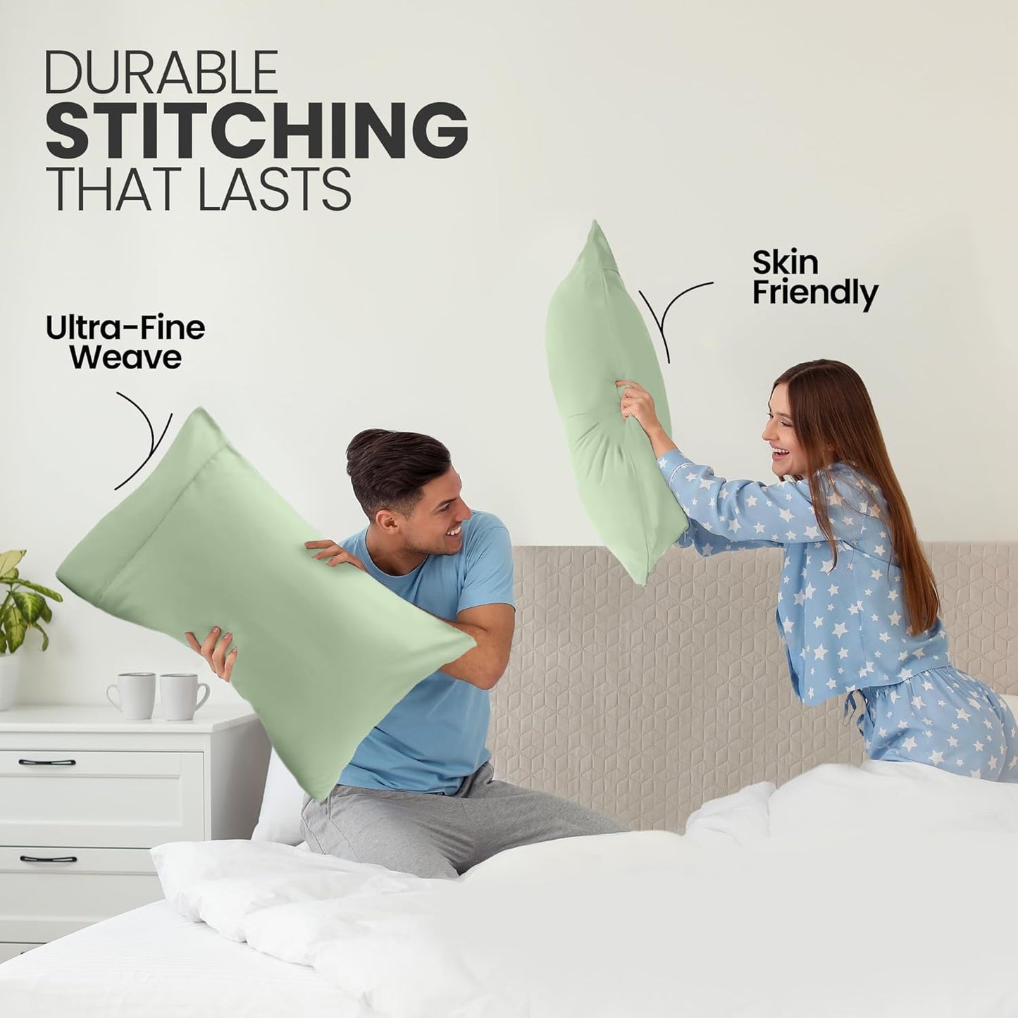 Utopia Bedding Queen Pillow Cases - Soft Brushed Microfiber - 2 Pack, Sage | Fade Resistant 20 x 30 Inches