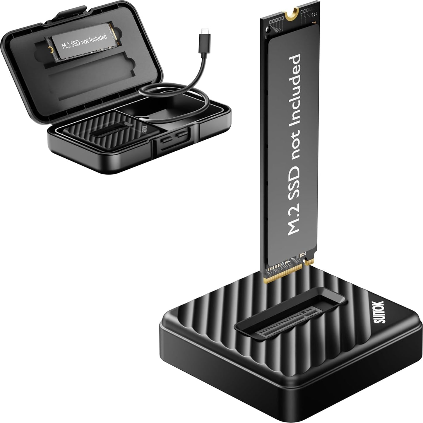SUITOK M.2 10Gbps M2 22110 2280 2260 2242 2230 NVMe SATA SSD Reader with Storage Box, to USB A to C Adapter