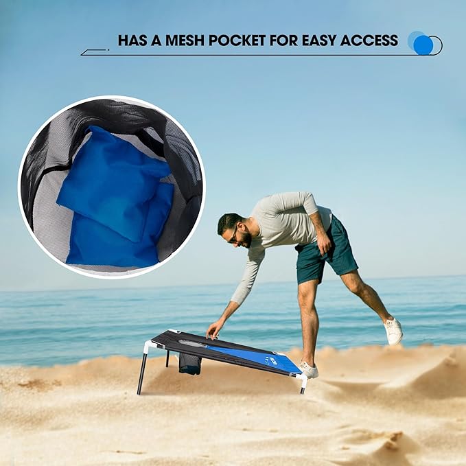 Portable Cornhole Game Set PVC Framed Corn Holes Outdoor Game Set 3 x 2 feet with 8 Bean Bags and Carrying Case