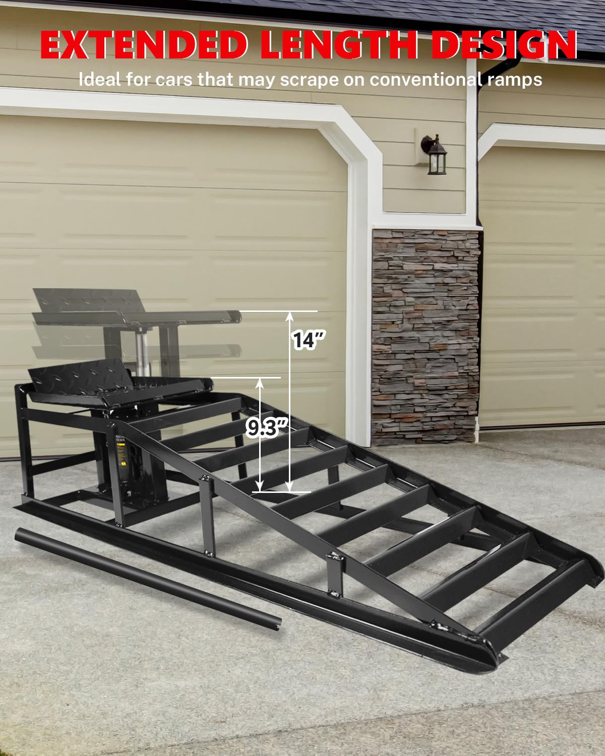 Hydraulic Car Ramps, 5T 11000lbs Low Pro-File Car Lift Service Ramps, Heavy Duty Steel Hydraulic Vehicle Ramps for Car Truck Trailer Garage Repair - 2 Pack